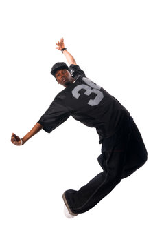 Cool young hip-hop man on white background
