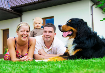 Happy family and house