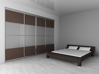 wardrobe and bed