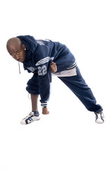 Cool young hip-hop man on white background