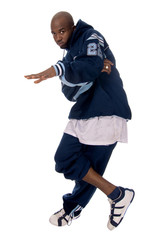 Cool young hip-hop man on white background