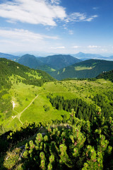 Fototapeta na wymiar Viewpoint on the hill - summer mountain countryside