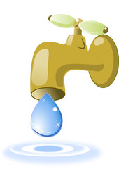 wasserhahn mit tropfen illustration