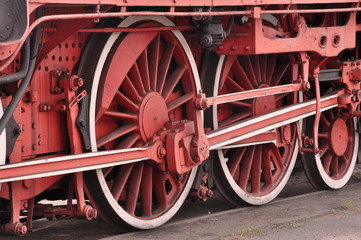 wheels of steam locomotive - obrazy, fototapety, plakaty