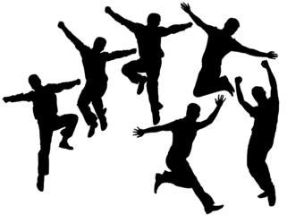 jumping people silhouette vector