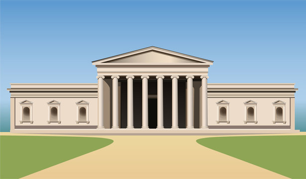 museum building with columns vector