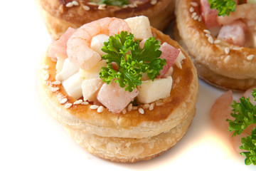 Volauvents with shrimp salad