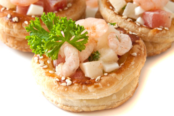 Volauvents with shrimp salad