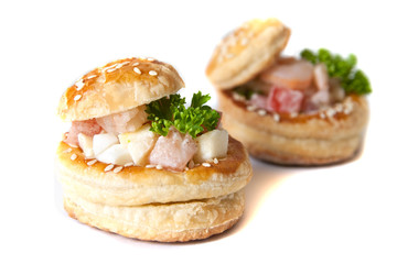 Volauvents with shrimp salad