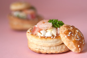 Volauvens filled with fresh shrimp salad