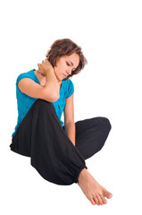 Naklejka premium Beautiful girl sitting on the floor