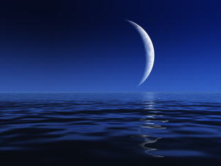Obraz na płótnie Canvas Night Moon Over Water