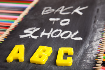 Colour pencils, alphabet and back to school