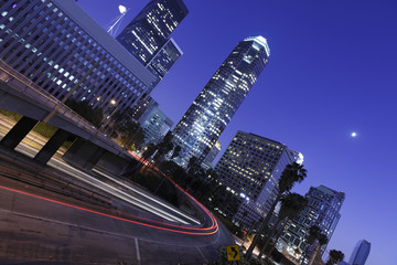 Fototapeta na wymiar Los Angeles downtown under the moonlight