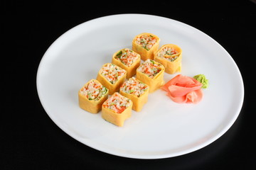 Japanese sushi set with egg in japanese style