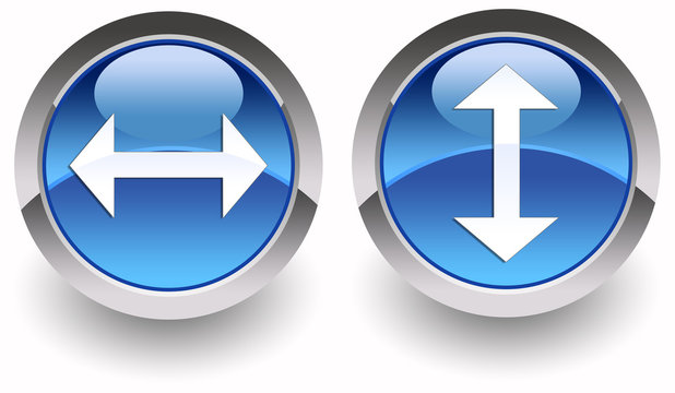 ''Two directions'' (right-left, up-down) arrows glossy icons