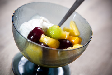 Fresh fruit salad in cups