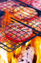 Vegetables cooking on the grill