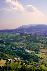 Naklejka premium High Angle view of the hills of San Marino