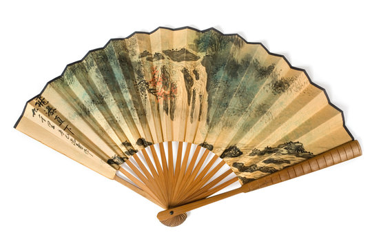 Chinese  fan on a white background