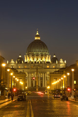 Rome - st. Peters cathedral in night