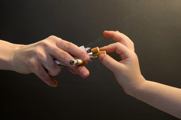 smoking and education - hands