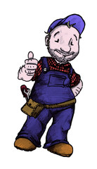 Handwerker, Blaumann, Werkzeug