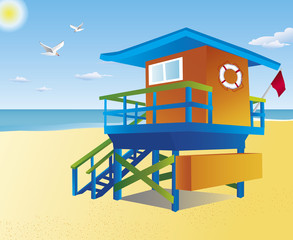 Life guard tower on a beach