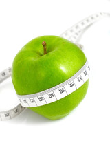 Green apples measured  the meter, sports apples