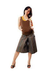 cheerful beautiful young fashion girl. isolated