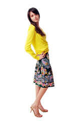 cheerful beautiful young fashion girl. isolated