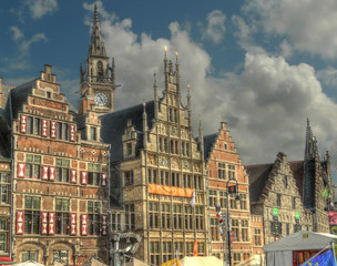 Obraz premium medieval houses exterior ghent belgium