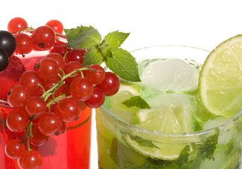 Fruits cocktails with berries and lime