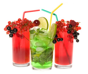 Fruits cocktails with berries and lime