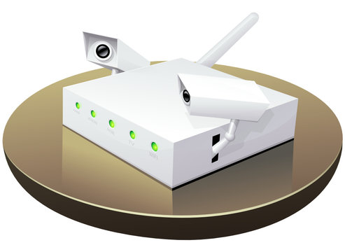 Modem internet et son antenne wifi espion (détouré)