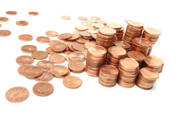 coins  on white background