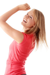 Closeup portrait of a happy young woman