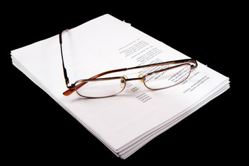 Glasses on a notebook