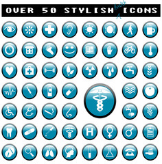 Over 50 Glossy Medical Icons