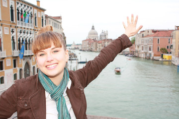 Happy smilling girl in the Venice
