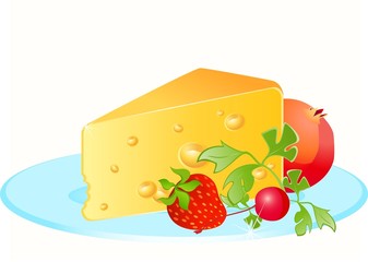 Tasty yellow cheese on a plate