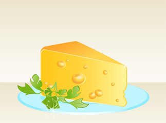 Tasty yellow cheese on a plate