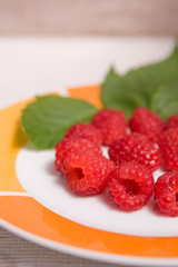 raspberries on plate