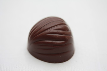 Belgium chocolate praline close up