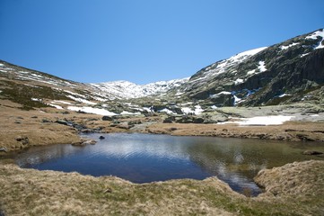 Plakat reservoir at gredos valley