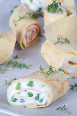 Crepes mit Erbsen
