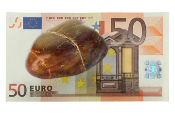 galet sur billet de 50 euros