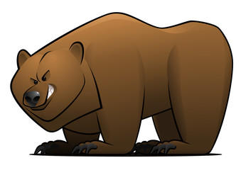Wild brown bear pictured in a cartoon style