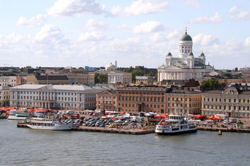 Beautiful view of Helsinki harbor, Finland