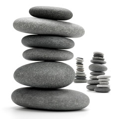 pebbles stacked - rock pile isolated on white - galets